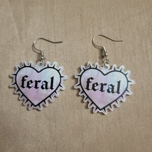 "FERAL" pastel goth spiked heart-shaped acrylic earrings